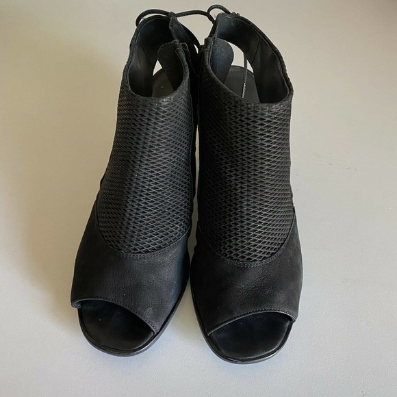 Paul Green Lexi Peep Toe Bootie Boot Sandal Heeled Zip Black Suede Bow 7… - Picture 3 of 7